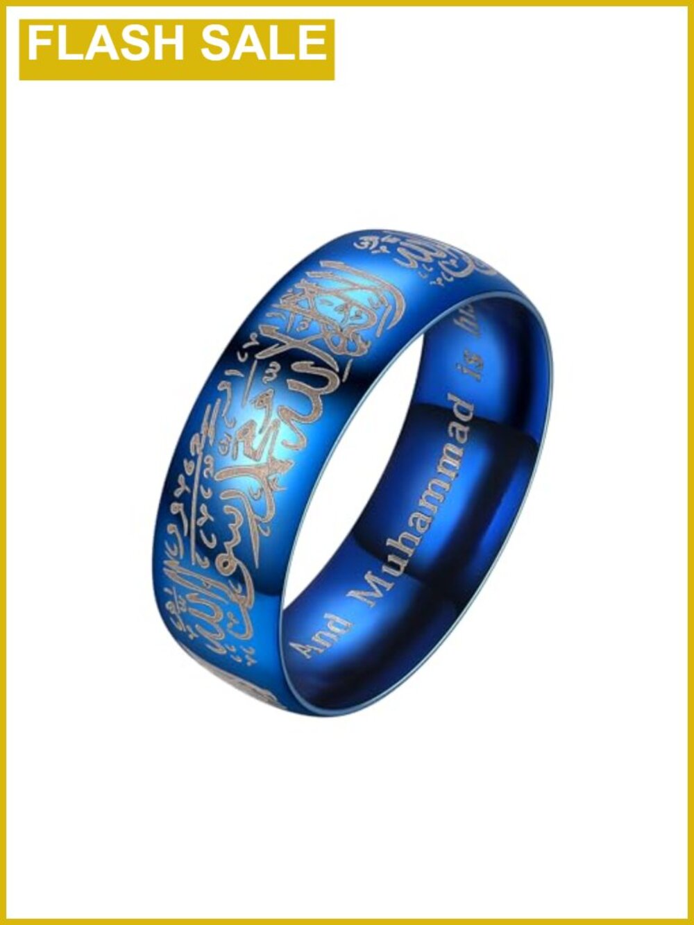 Stainless Steel Islamic Shahada Ring Arabic Allah Band Prayer Jewelry Gift